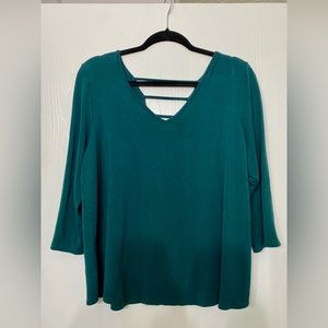 3/4 Sleeve Back Detail Knit Top